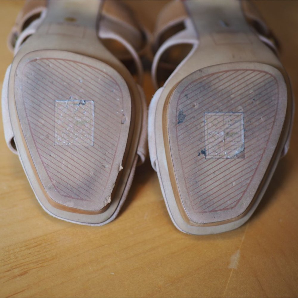Dolce Vita Fanta Nude Suede Block Heel Sandals 8.5 - Picture 5 of 8